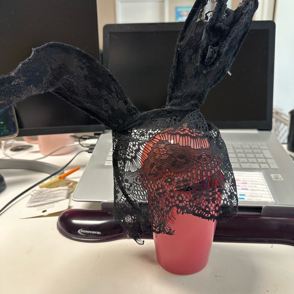 Black Lace Bunny Ears Headband